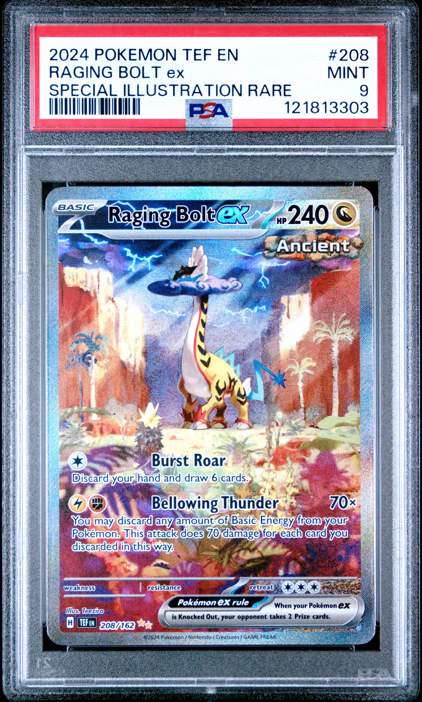 PSA 9 - Raging Bolt ex 208/162 SIR SV Temporal Forces - Pokemon