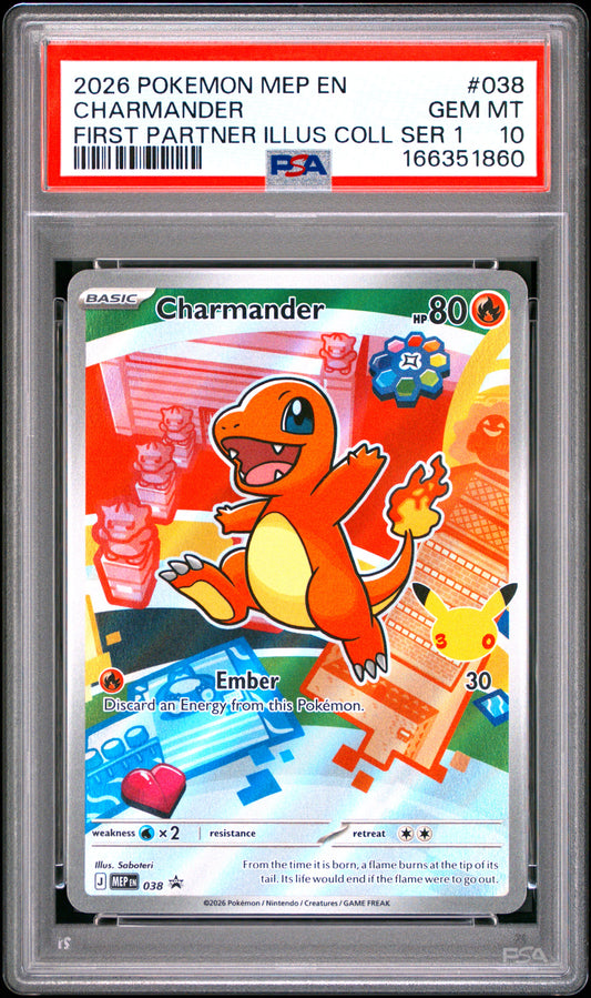 PSA 10 - Charmander MEP038 First Partner Ilustration Coll. x860 - Pokemon