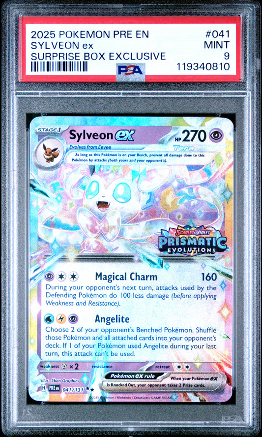PSA 9 - Sylveon ex 041/131 SV Prismatic Evolutions Surprise Box Promo - Pokemon