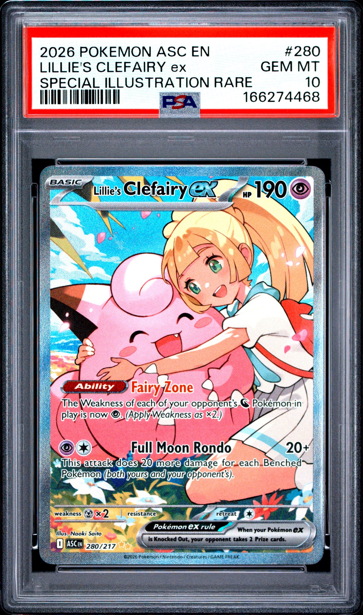 PSA 10 - Lillie's Clefairy ex 280/217 SIR ME Ascended Heroes x468 - Pokemon
