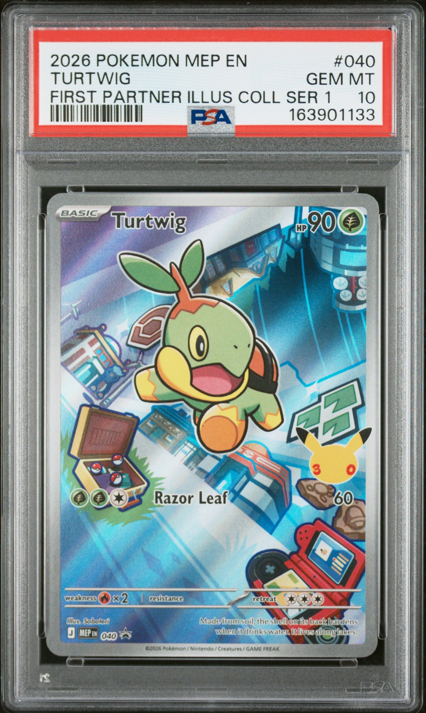 PSA 10 - Turtwig MEP040 First Partner Illustration Promo x133 - Pokemon