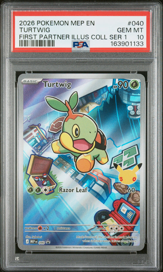 PSA 10 - Turtwig MEP040 First Partner Illustration Promo x133 - Pokemon