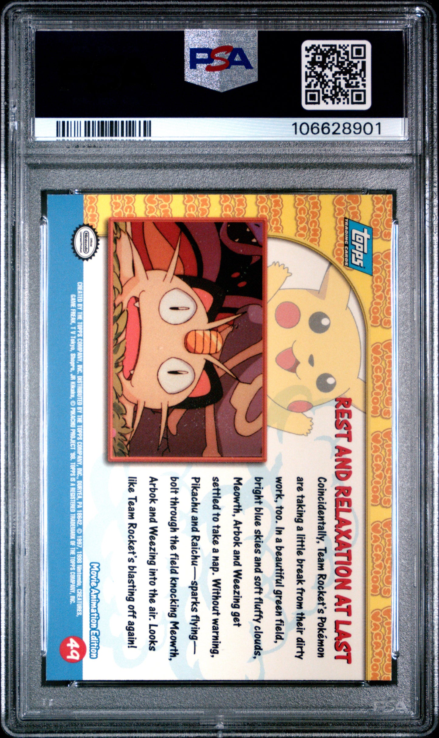 PSA 8 - Rest & Relaxation Meowth #49 1999 TOPPS Movie Edition - Pokemon