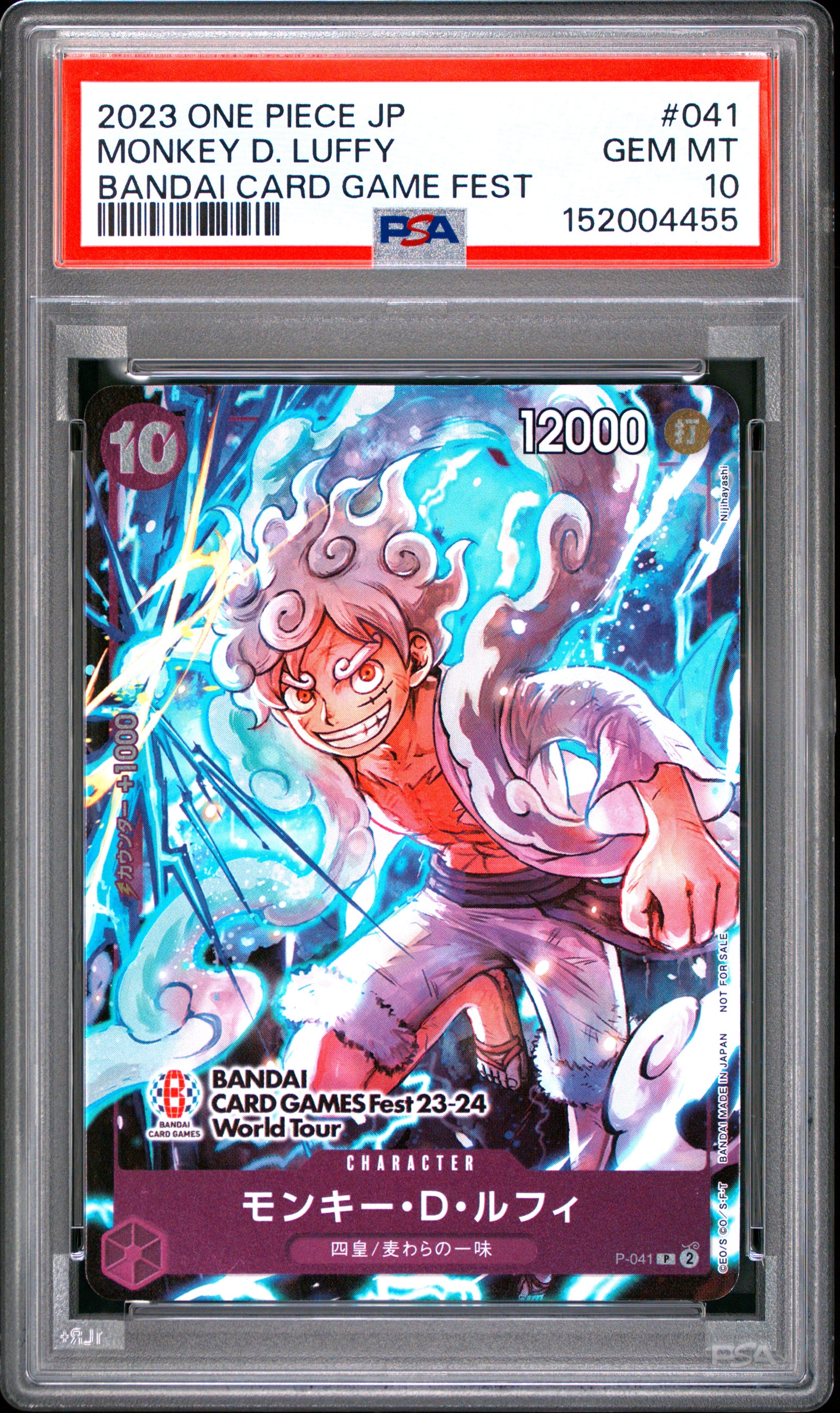PSA 10 - Monkey D. Luffy P-041 Bandai Card Game Fest Japanese - One Piece