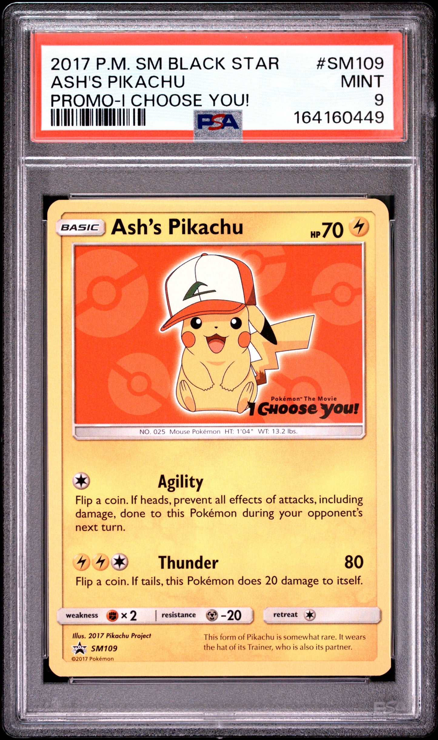 PSA 9 - Ash's Pikachu SM109 I Choose You Promo x449 - Pokemon