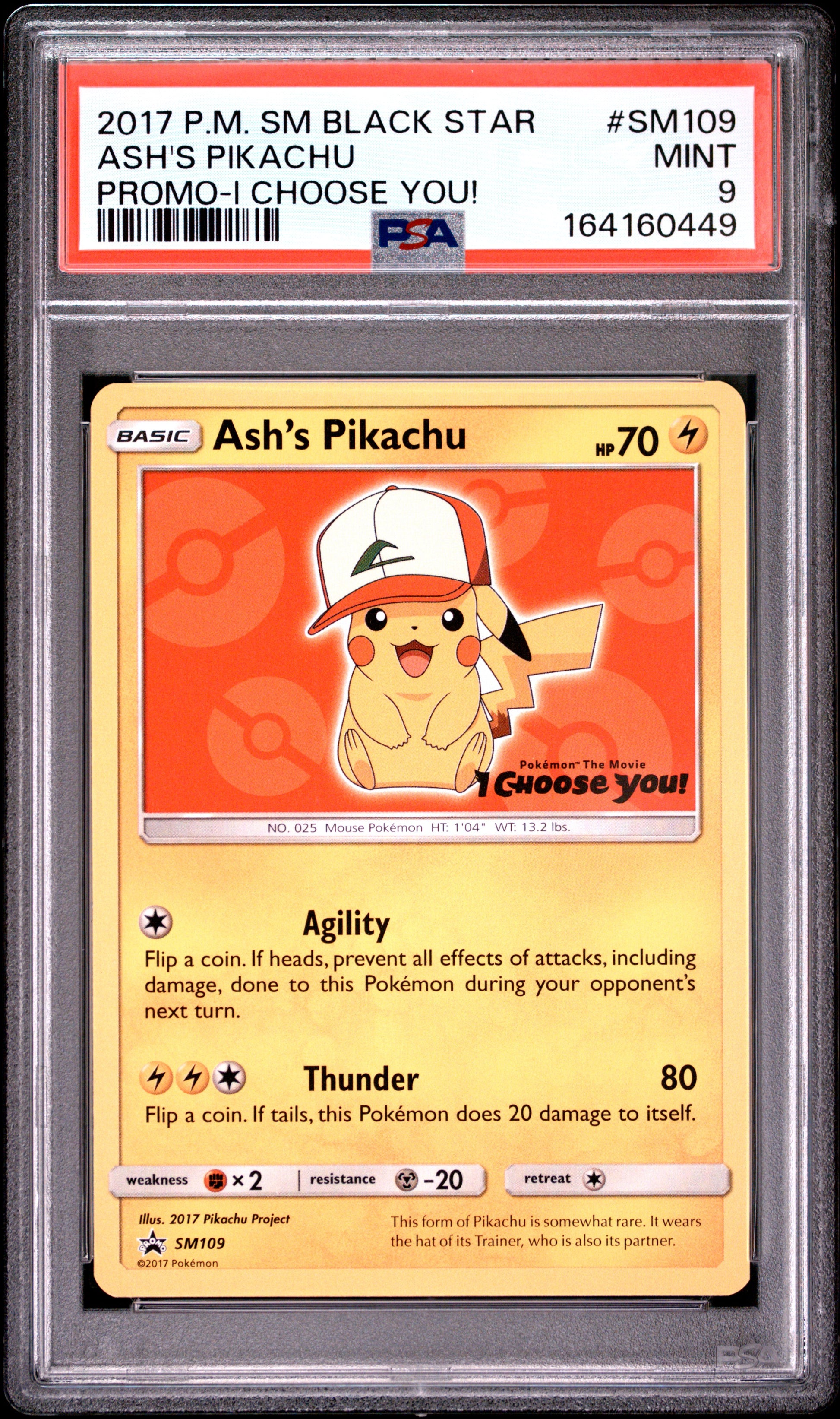 PSA 9 - Ash's Pikachu SM109 I Choose You Promo x449 - Pokemon