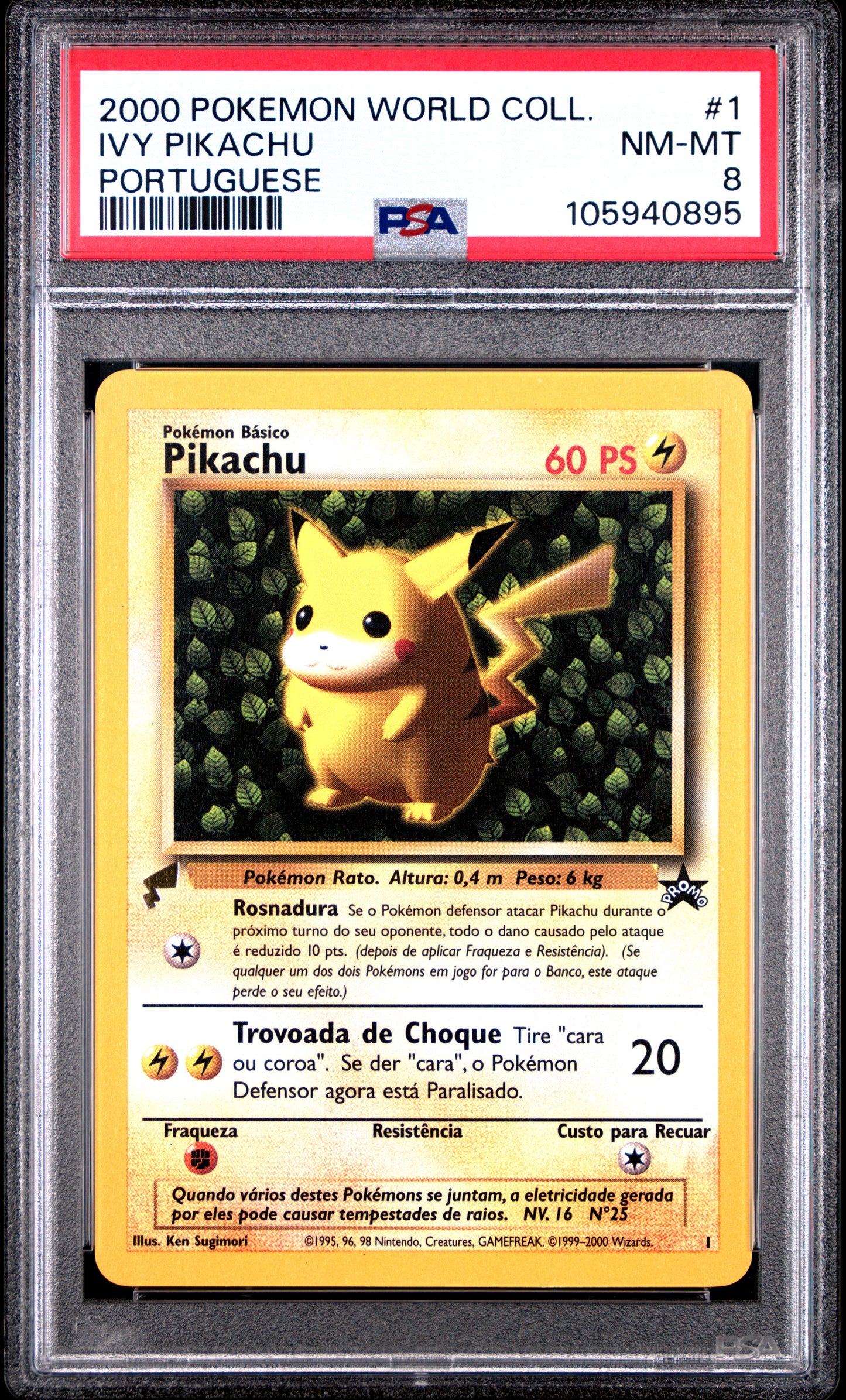 PSA 8 - Ivy Pikachu 1 Black Star Promo Portugese 2000 World Collection - Pokemon