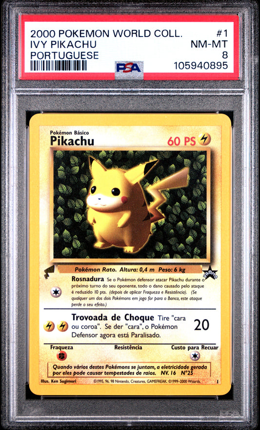 PSA 8 - Ivy Pikachu 1 Black Star Promo Portugese 2000 World Collection - Pokemon