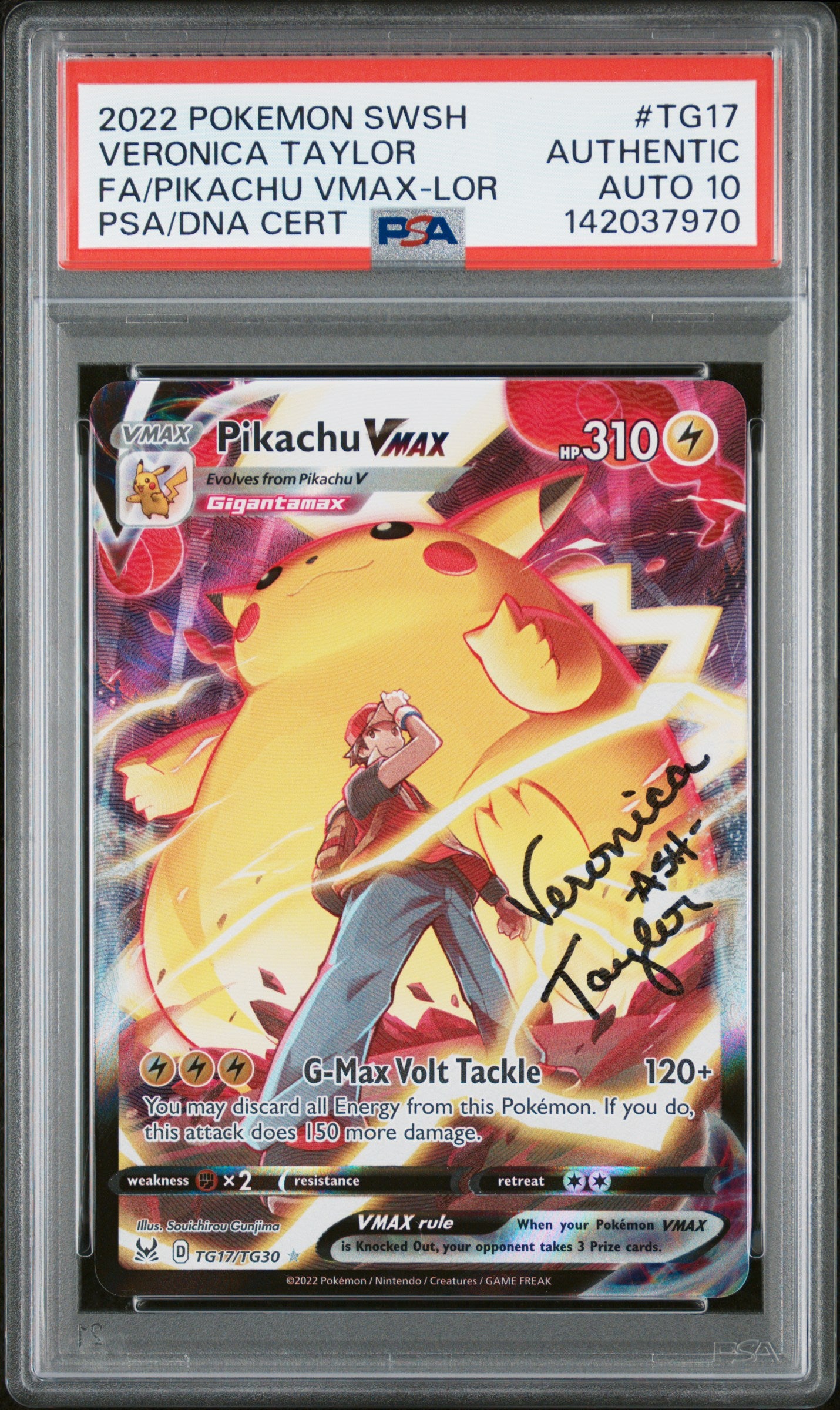 PSA AUTH/AUTO 10 - Pikachu VMAX TG17 Lost Origin Veronica Taylor x970 - Pokemon