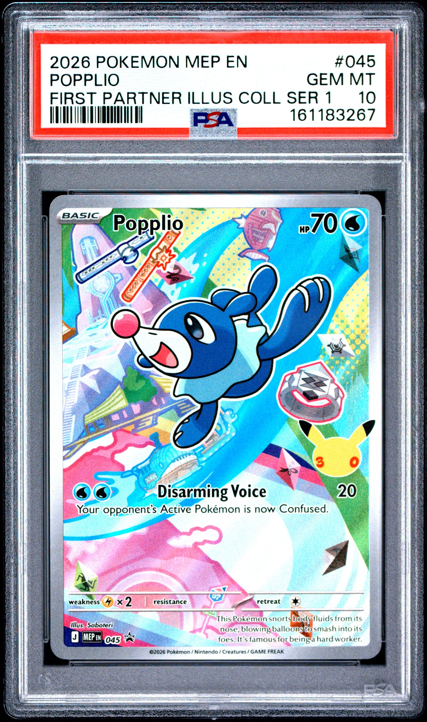 PSA 10 - Popplio MEP 045 First Partner Illustration Collection x267 - Pokemon