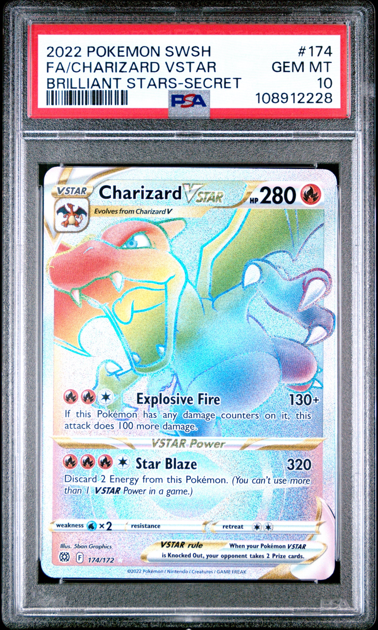 PSA 10 - Charizard VSTAR 174/172 SWSH Brilliant Stars x228 [JEC] - Pokemon