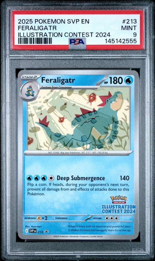 PSA 9 - Feraligatr SVP213 2024 Illustration Contest Promo - Pokemon