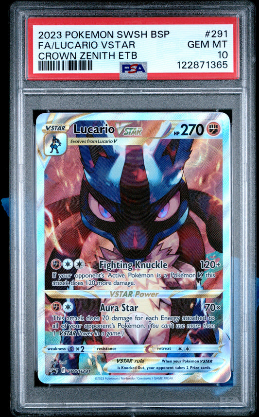 PSA 10 - Lucario VSTAR SWSH291 Crown Zenith Elite Trainer Box Promo - Pokemon