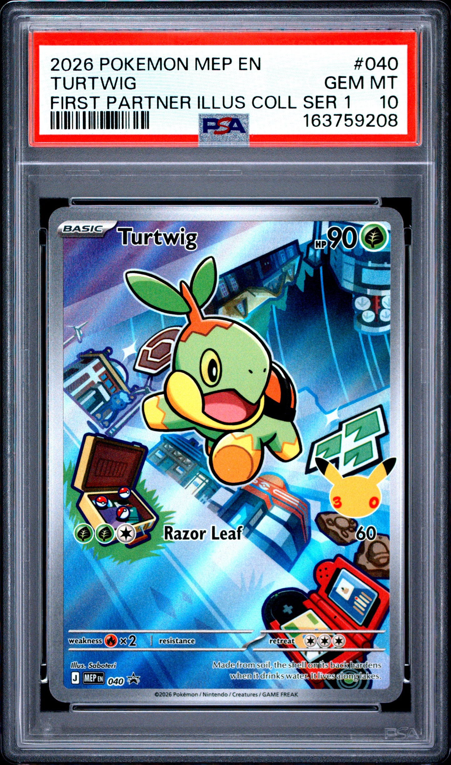 PSA 10 - Turtwig 040 Black Star Promo x208 - Pokemon