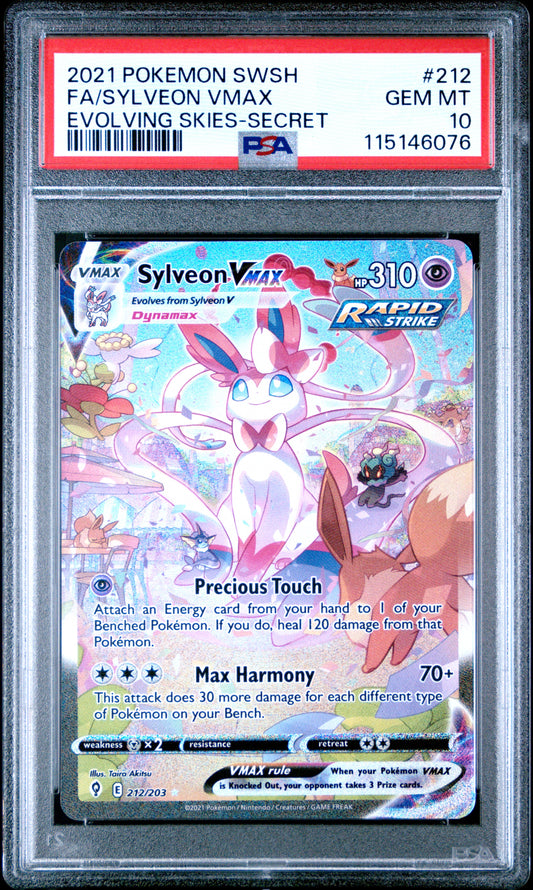PSA 10 - Sylveon VMAX 212/203 SWSH Evolving Skies - Pokemon
