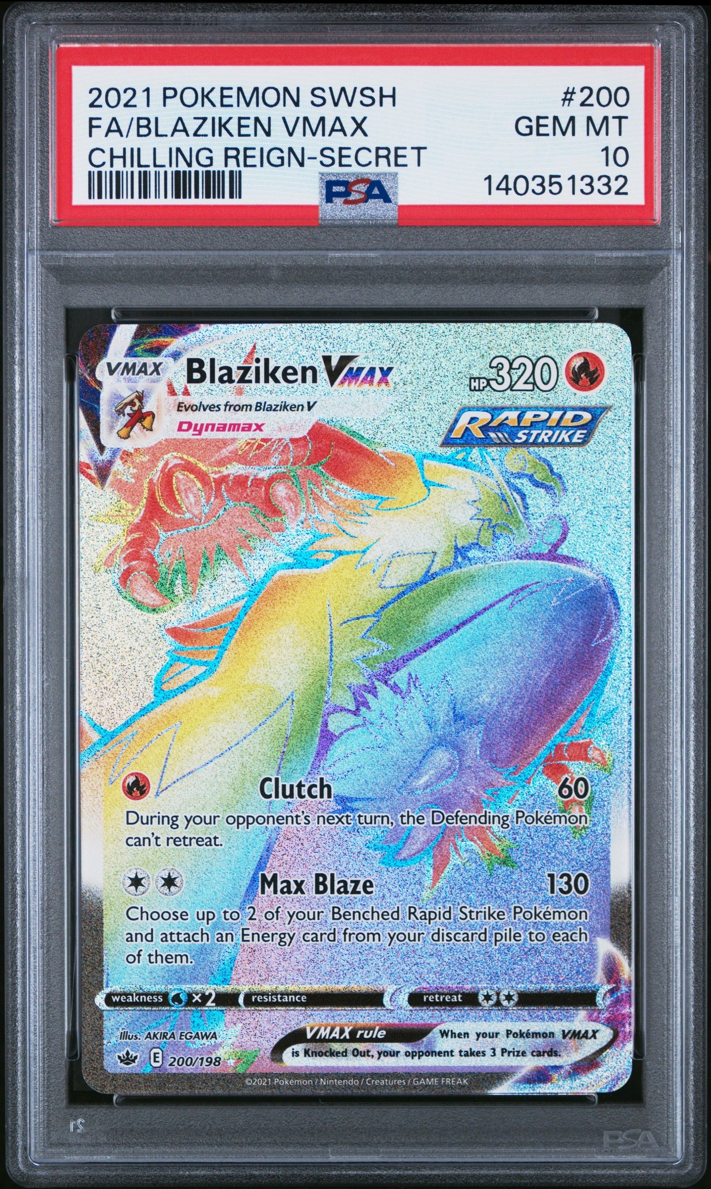 PSA 10 - Blaziken VMAX 200/198 SWSH Chilling Reign - Pokemon