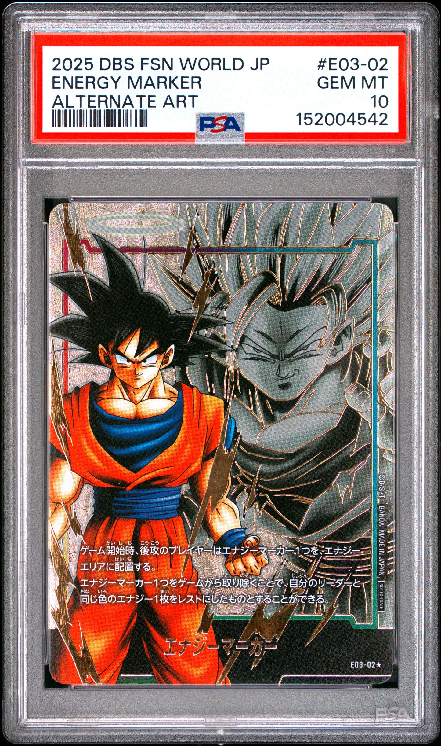 PSA 10 - Son Goku Energy Marker E03-02 Alt Art JPN Fusion World x542 - DBS