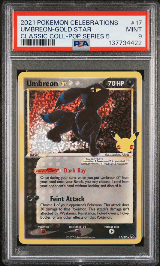 PSA 9 - Umbreon Gold Star 17/17 SWSH Celebrations Classic Collection - Pokemon