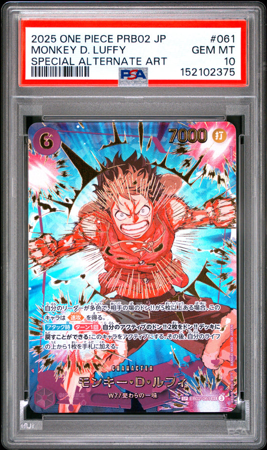 PSA 10 - Monkey D. Luffy Special Alt Art EB02-061 - One Piece