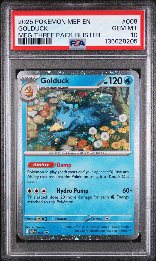 PSA 10 - Golduck Holo MEP008 MEG Three Pack Blister Promo - Pokemon