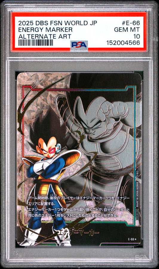 PSA 10 - Vegeta Energy Marker E-66 Alt Art JPN Fusion World x566 - DBS
