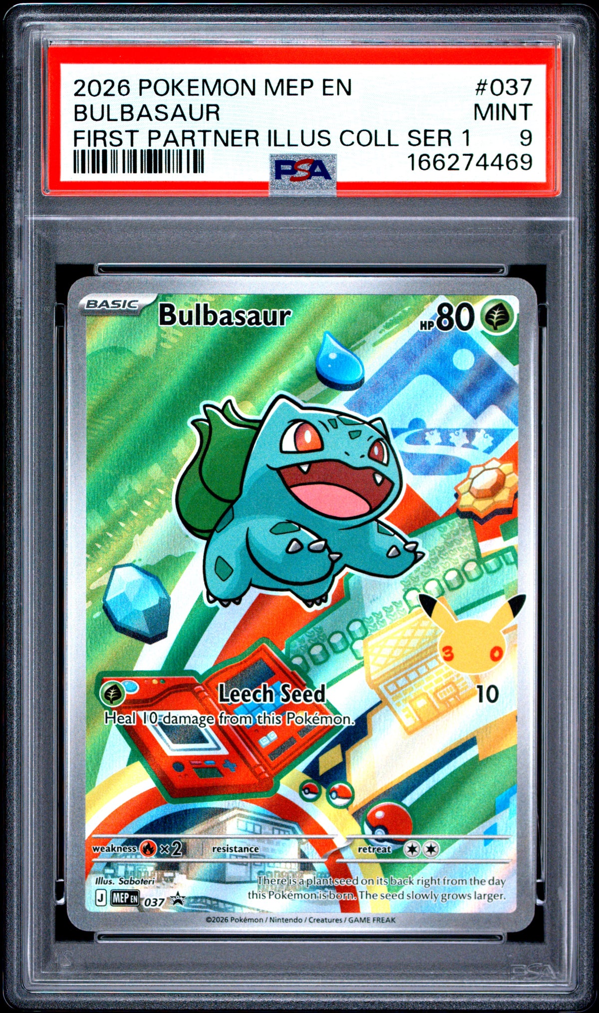 PSA 9 - Bulbasaur MEP037 First Partner Illustration Promo x469 - Pokemon