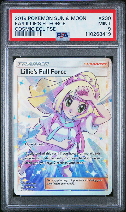 PSA 9 - Lillie's Full Force 230/236 SM Cosmic Eclipse - Pokemon