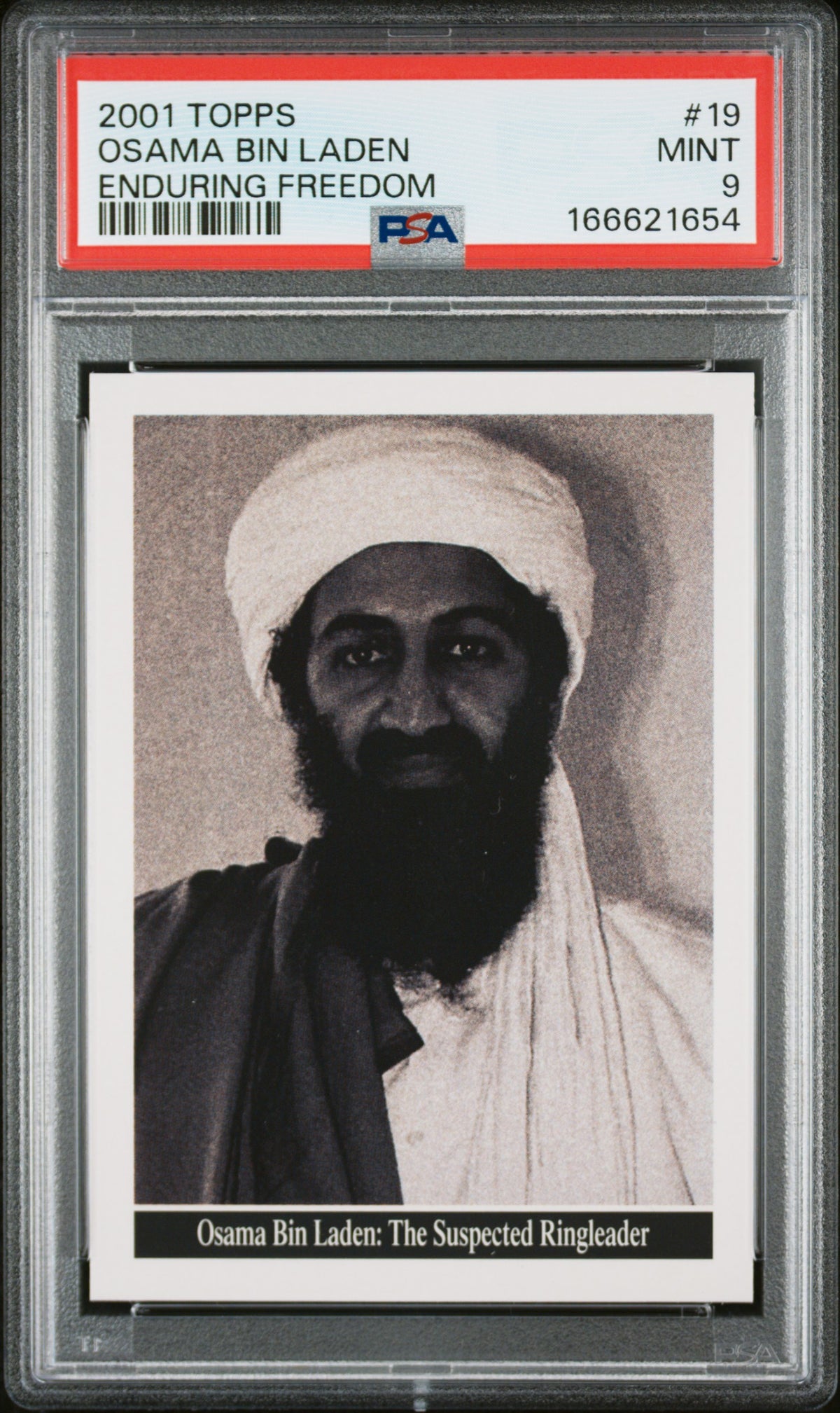 PSA 9 - Osama Bin Laden #19 2001 TOPPS Enduring Freedom x654 [JEC]