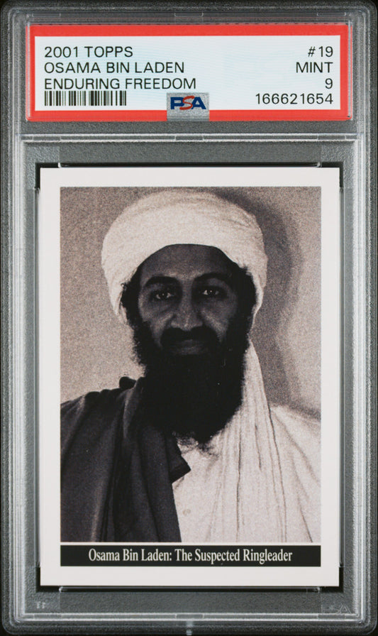 PSA 9 - Osama Bin Laden #19 2001 TOPPS Enduring Freedom x654 [JEC]