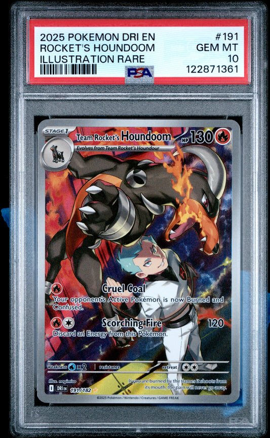 PSA 10 - Team Rocket's Houndoom 191/182 Illustration Rare SV Destined Rivals - Pokemon