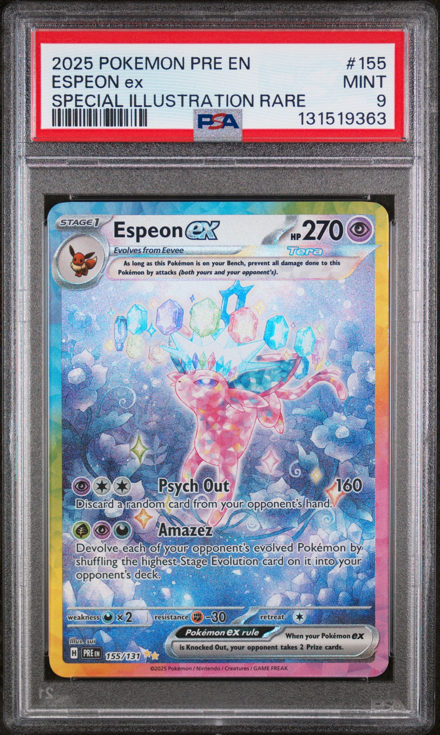 PSA 9 - Espeon ex 155/131 SIR SV Prismatic Evolution - Pokemon
