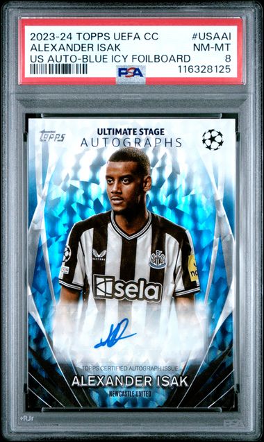 PSA 8 - Isak #USAAI Topps Blue Icy US Auto 23-24 /99 - Football