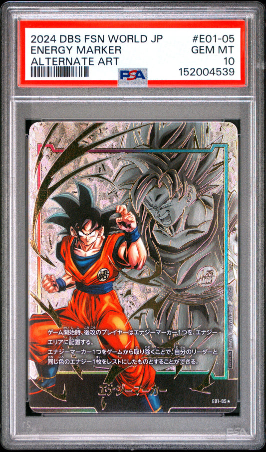 PSA 10 - Son Goku Energy Marker E01-05 Alt Art JPN Fusion World x539 - DBS