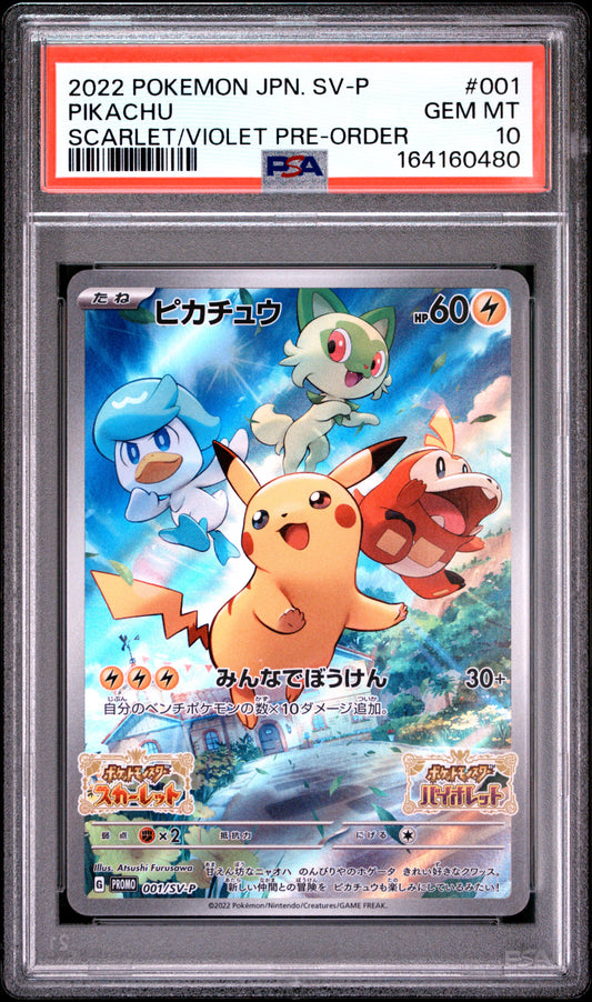 PSA 10 - Pikachu 001/SV-P Scarlet Violet Pre-Order Japanese Promo x480 - Pokemon
