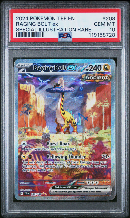 PSA 10 - Raging Bolt ex 208/162 SIR SV Temporal Forces - Pokemon