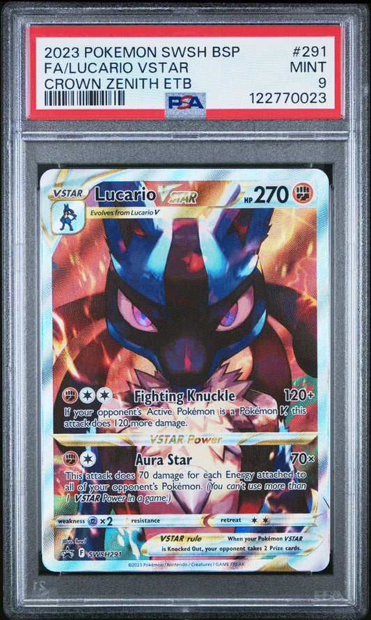 PSA 9 - Lucario VSTAR SWSH291 Crown Zenith Elite Trainer Box Promo - Pokemon