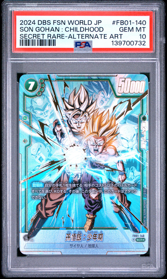 PSA 10 - Son Gohan : Childhood FB01-140 SCR Alt Art JPN Fusion World x732 - DBS