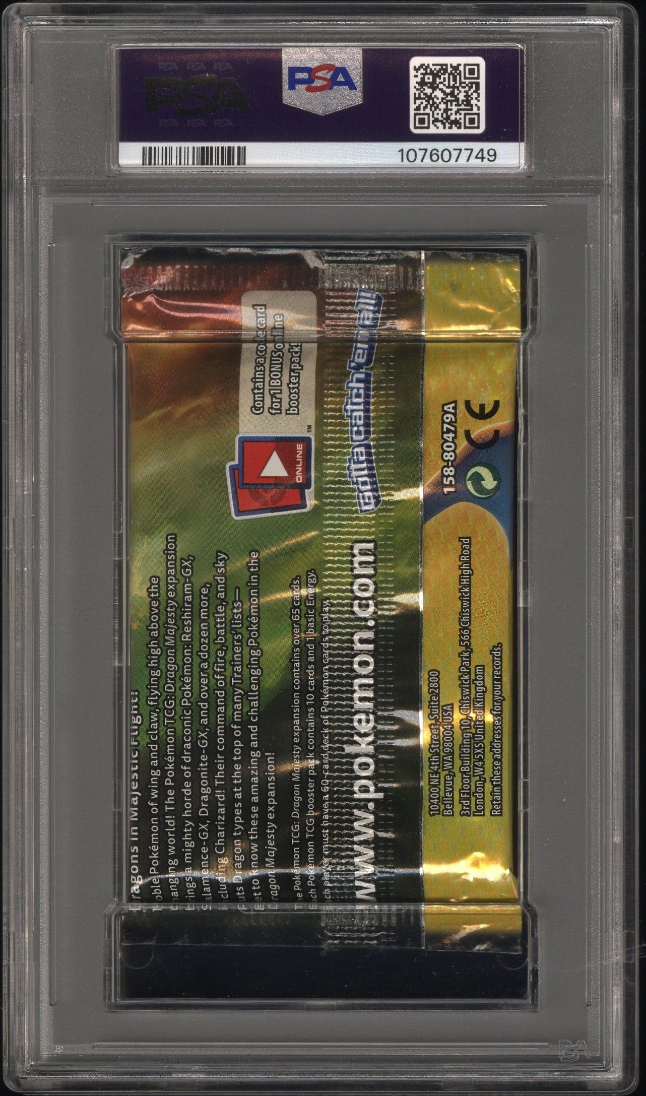 PSA 9 - Sun & Moon Dragon Majesty (Charizard Art) Foil Pack - Pokemon