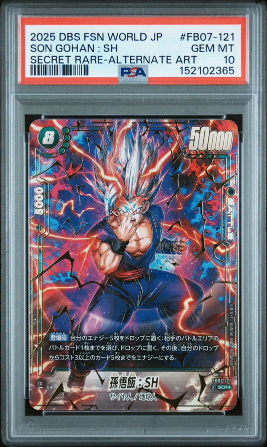 PSA 10 - Son Gohan : SH FB07-121 SEC Alt Art JPN Fusion World x365 - DBS
