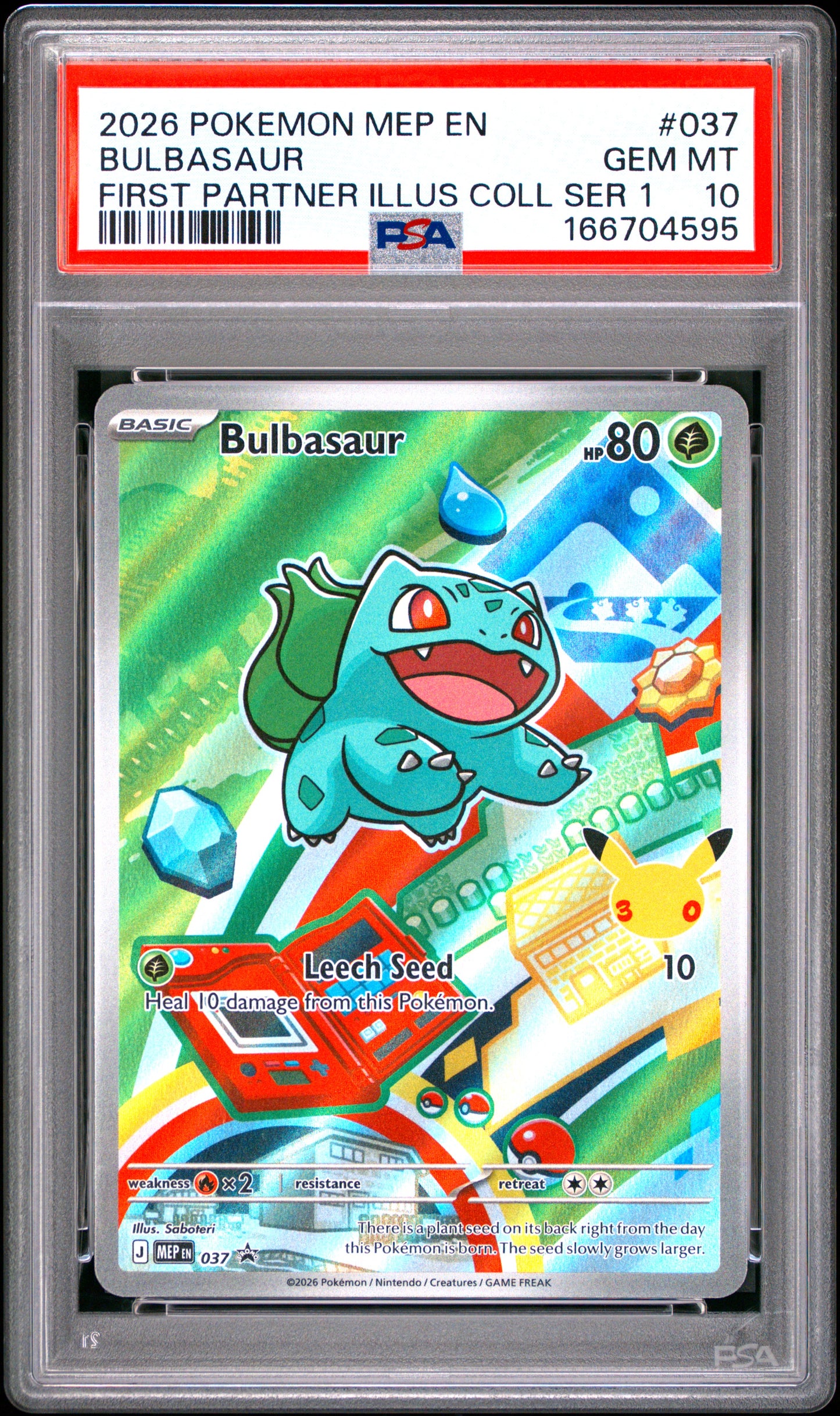 PSA 10 - Bulbasaur MEP037 First Partner Illustration Coll. Promo x595 - Pokemon