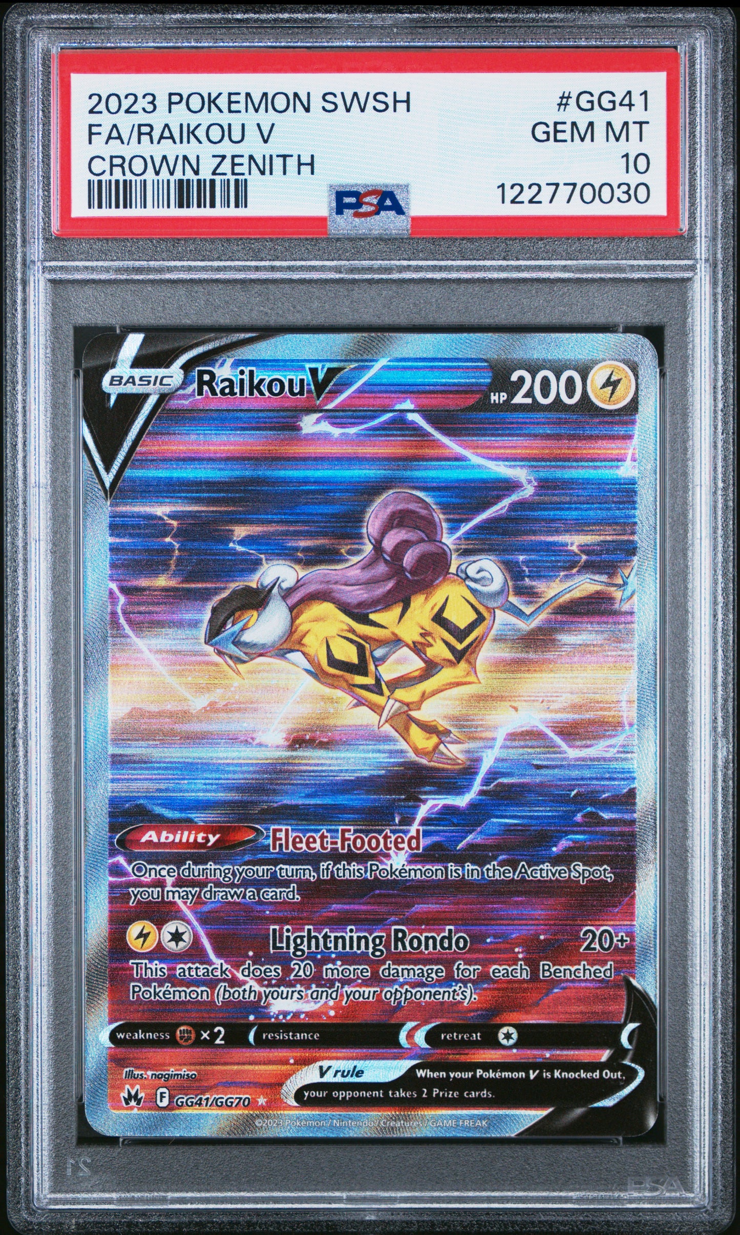PSA 10 - Raikou V GG41/GG70 SWSH Crown Zenith - Pokemon