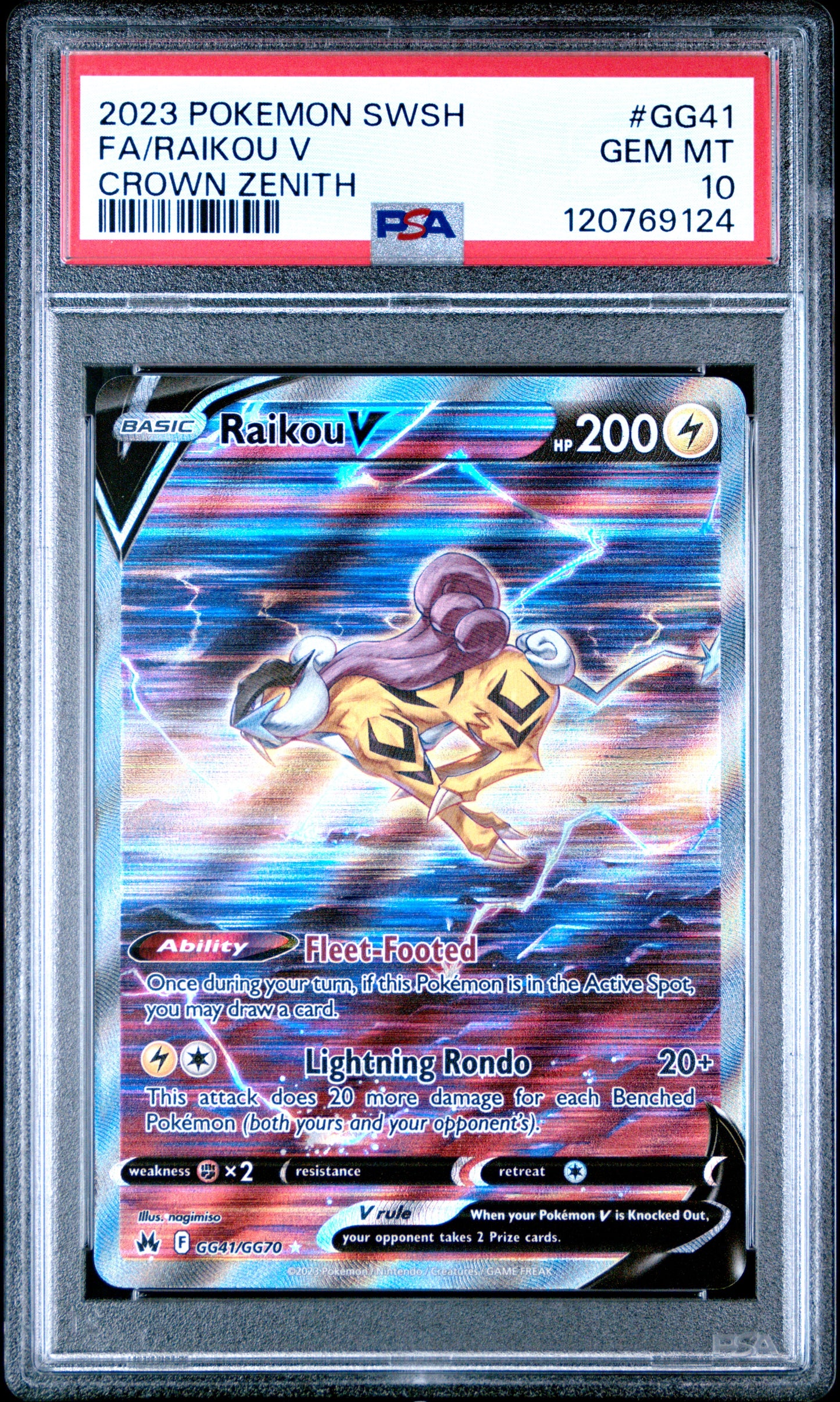 PSA 10 - Raikou V GG41/GG70 SWSH Crown Zenith - Pokemon