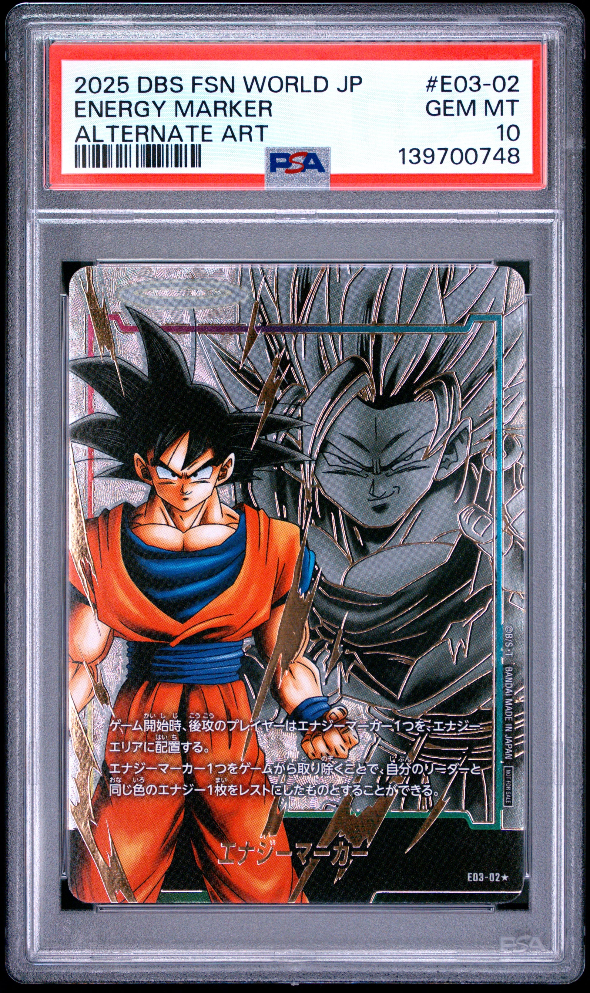 PSA 10 - Son Goku Energy Marker E03-02 Alternate Art JPN Fusion World x748 - DBS
