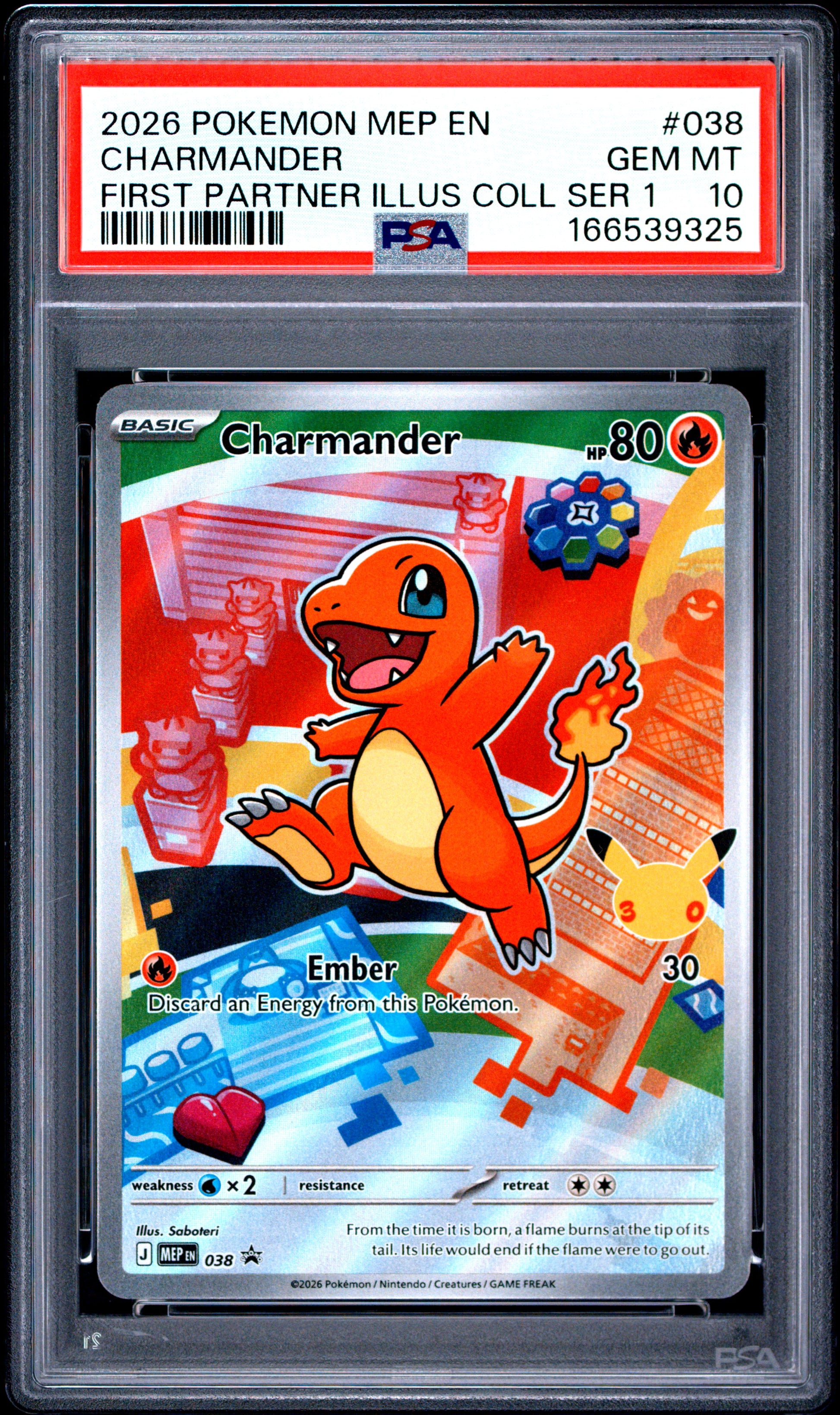 PSA 10 - Charmander MEP038 First Partner Illustration Promo x325 - Pokemon