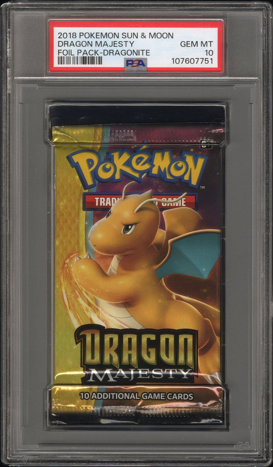 PSA 10 - Sun & Moon Dragon Majesty (Dragonite Art) Foil Pack - Pokemon