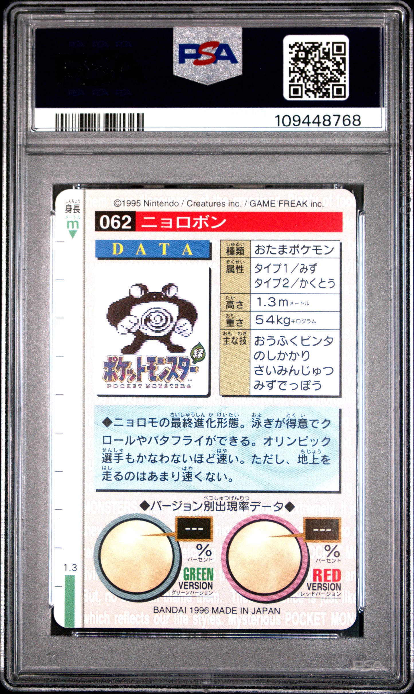 PSA 8 - Poliwrath #62 1996 JPN Bandai Carddass Vending - Pokemon
