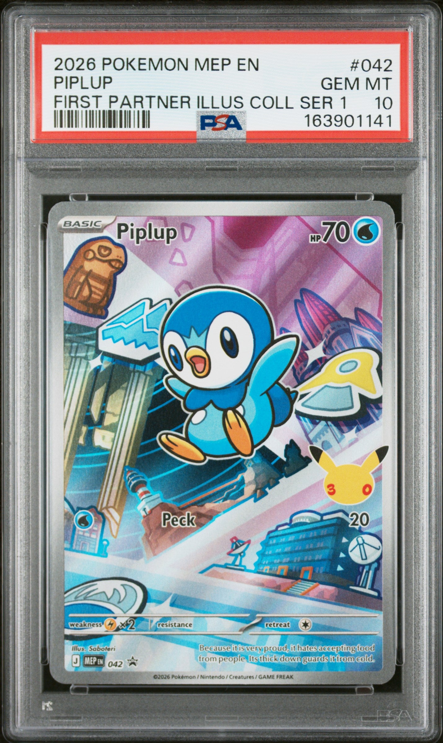 PSA 10 - Piplup MEP042 First Partner Illustration Promo x141 - Pokemon