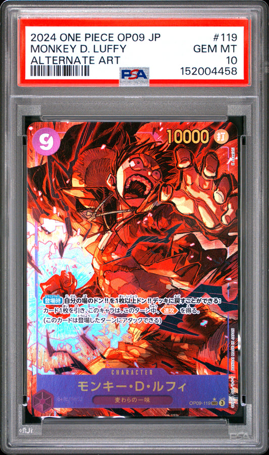 PSA 10 - Monkey D. Luffy OP09-119 SEC Alternate Art Japanese - One Piece