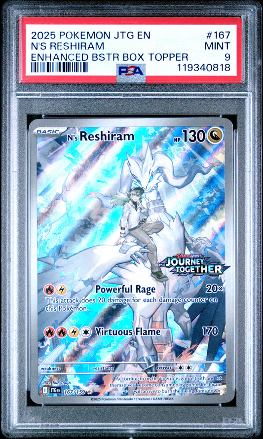 PSA 9 - N's Reshiram 167/159 SV Journey Together Enhanced Box Promo - Pokemon