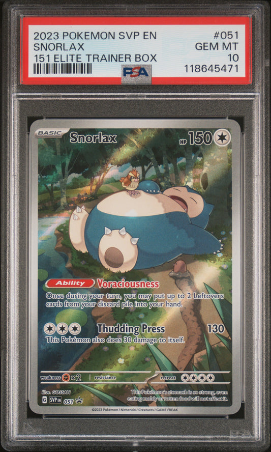 PSA 10 - Snorlax SVP051 SV MEW English 151 Elite Trainer Box Promo - Pokemon